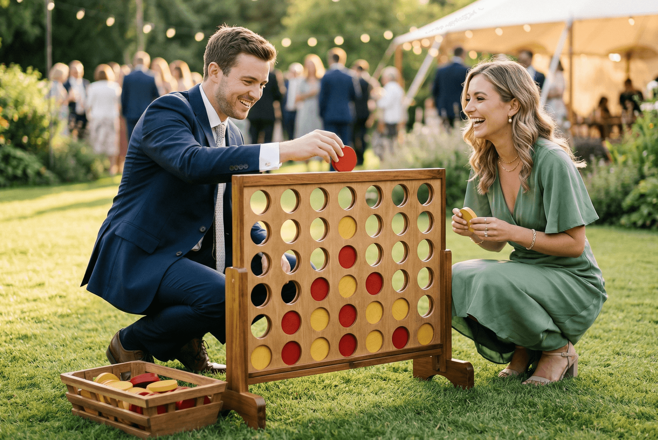 Le jeu du puissance 4 géant en bois pour une animation de mariage kermesse chic