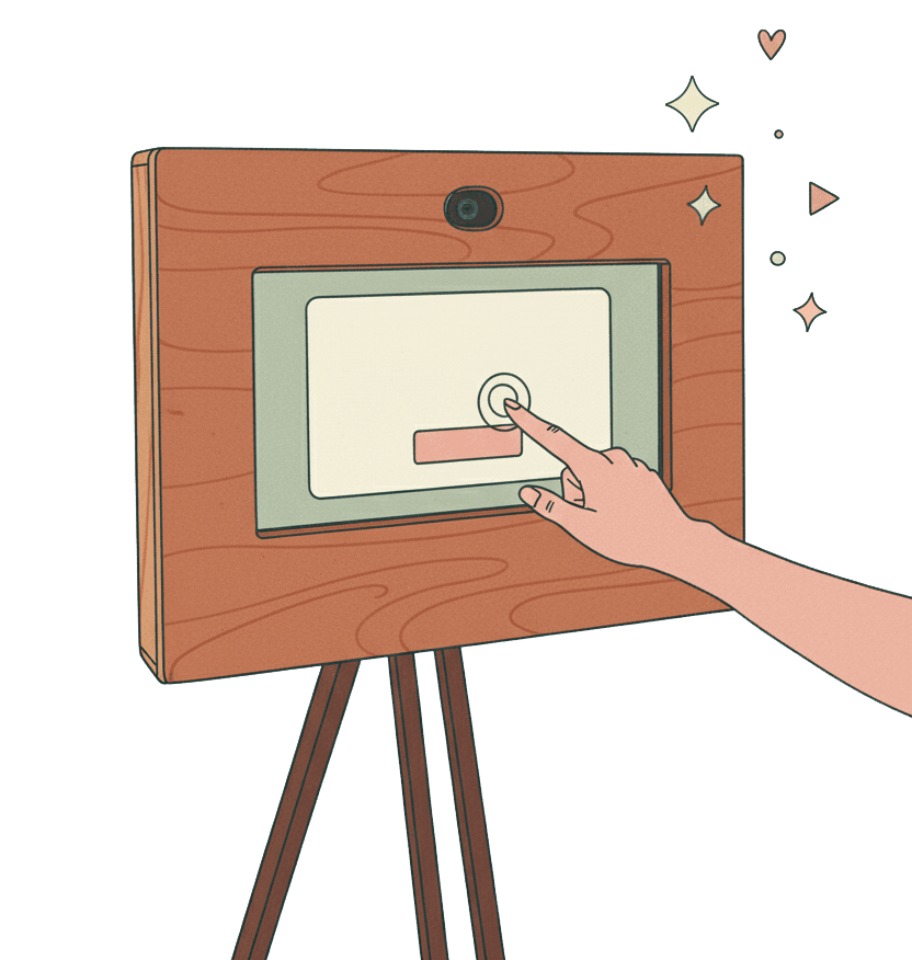 Invité qui enregistre un message sur l’écran tactile de la borne